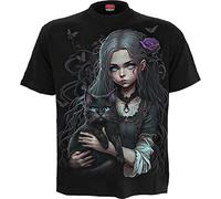 Spiral Männer T-Shirt Nine Lives – schwarz, 100% Baumwolle, Biker/Katzen/Rockwear – L