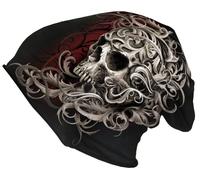 Spiral - Skull Shoulder WRAP - Beanie aus Leichter Baumwolle - Schwarz - L