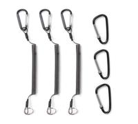Spiralkabel Ausziehbarer Schlüsselanhänger 6 Stück, Outdoors Coiled Cable Elastisch Angeln Lanyards Mit Karabiner, Angelruten-Halteseil, für Angeln, Klettern, Camping, Wandern (schwarz)