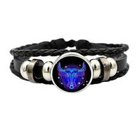 Spirilet Armband für Sternzeichen, Armband mit Sternzeichen, mehrschichtiges Leder, verstellbar, 12 Sternbilder, für Männer, Frauen, Mädchen, Se référer au descriptif, Siehe Beschreibung, Siehe