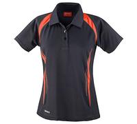 Spiro Damen Sport Polo Shirt Team Spirit Performance (Large) (Schwarz/Rot)