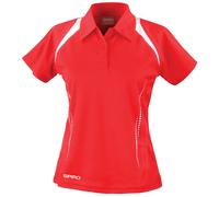 SPIRO Damen Sport Polo-Shirt Team Spirit - Rot / weiß | M