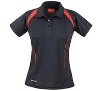 SPIRO Damen Sport Polo-Shirt Team Spirit - Schwarz / rot | L