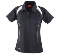 SPIRO Damen Sport Polo-Shirt Team Spirit - Schwarz / weiß | XS