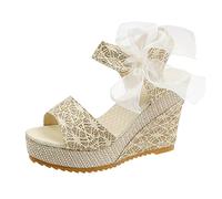 Spitze Keilsandalen Damen Keilabsatz Espadrille Wedges Sandalen Frauen Damenschuhe Slingback Pumps Schuhe Elegant Weite H Absatz Peeptoes Sandaletten Plateau Sandale Strandsandalen Abendschuhe