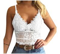 Spitzen Bh Ohne BüGel: Spitzentop Damen Bauchfrei TräGershirts Spitzen Oberteile Tops Teenager Oberteile, Spagettitops-Spitze Shirt, Crop Top Spitze Push Up Bralettes Untertops-Spitzenbluse-