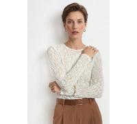 Spitzen-Langarmshirt S pearl white