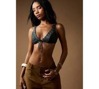 Spitzen-Leder-BH-Top mit Korsett-Stil, Crop Top Festival Mode, verstellbare Träger, Goth Punk Rock Alternative Mode Statement, Y2K Party Club