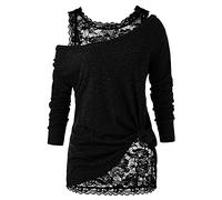 Spitzen Oberteile Damen Elegant Zweiteiliges Set Langarmshirt Pullover Bluse Langarm Schulterfreies Große Größen Lockere Lässig Party Oberteil Festliches Blusen & Tuniken für Damen Tunika Top Tee