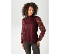 Spitzenbluse ANISTON CASUAL, Damen, Gr. 36, rot (bordeaux), Spitze, Obermaterial: 100% Polyester. Futter: 100% Polyester, bestickt, unifarben, figurumspielend hüftlang, elastischer Bund mit Gummizug,
