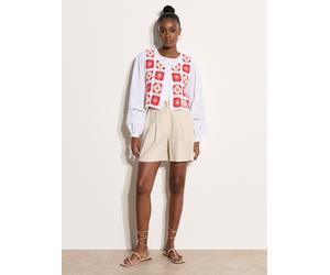 Spitzenbluse APRICOT "Boho-Bluse", Damen, Gr. L (40), beige (creme), gewebt, Obermaterial: 85% Baumwolle CO. 15% Leinen LI., uni, Blusen Spitzenbluse, Häkelverzierungen (45229324-40) creme