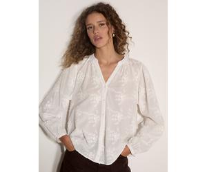 Spitzenbluse APRICOT "Floral bestickte Bluse", Damen, Gr. L (40), weiß, gewebt, Obermaterial: 100% Baumwolle CO., uni, Modisch, V-Ausschnitt, Ärmelbündchen, Blusen Spitzenbluse, mit Ballonärmeln (2048