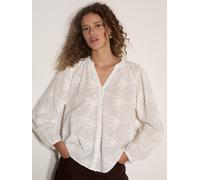 Spitzenbluse APRICOT "Floral bestickte Bluse", Damen, Gr. M (38), weiß, gewebt, Obermaterial: 100% Baumwolle CO., uni, Modisch, V-Ausschnitt, Ärmelbündchen, Blusen Spitzenbluse, mit Ballonärmeln (2048