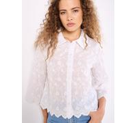 Spitzenbluse APRICOT "Gekürztes Shirt mit Blumenapplikation", Damen, Gr. L (40), weiß, gewebt, Obermaterial: 100% Baumwolle CO., bestickt, normal, Blusen Spitzenbluse, mit Blumenapplikation (82189133-
