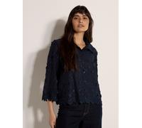 Spitzenbluse APRICOT "Gekürztes Shirt mit Blumenapplikation", Damen, Gr. S (36), blau (navy), gewebt, Obermaterial: 100% Baumwolle CO., bestickt, normal, Blusen Spitzenbluse, mit Blumenapplikation (82