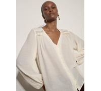 Spitzenbluse APRICOT "Häkelbluse mit Schimmereffekt", Damen, Gr. L (40), grau (stein), gewebt, Obermaterial: 62% Viskose CV. 38% Polyester COOLMAX(R) PES(Coolmax)., uni, Modisch, V-Ausschnitt, Ärmelbü