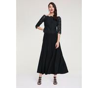 Spitzenbluse, Damen, Gr. 38, schwarz, 55% Polyester, 45% Polyamid, PATRIZIA DINI BY HEINE, unifarben, U-Boot-Ausschnitt, Blusen Spitzenbluse (44135658-38) schwarz
