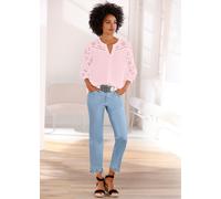 Spitzenbluse, Damen, Gr. 48, rosa (hellrosé), 100% Baumwolle, LINEA TESINI BY HEINE, unifarben, V-Ausschnitt, Blusen Spitzenbluse (46682562-48) hellrosé