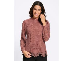Spitzenbluse LADY, Damen, Gr. 40, rosa (rosenholz), 100% Polyester, unifarben, Blusen Spitzenbluse (72194639-40) rosenholz