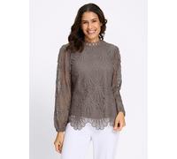 Spitzenbluse LADY, Damen, Gr. 44, braun (taupe), 100% Polyester, unifarben, Blusen Spitzenbluse (76540763-44) taupe