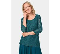Kurzarmbluse GOLDNER "Elegantes Blusenshirt mit Glanzeffekt", Damen, Gr. 38, grün (smaragd), Obermaterial: 100% Polyester PES., Tubular, Blusen, Blickdicht durch eingearbeitetes Top (92067814-38) smar