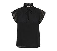 Spitzenbluse ONLY "ONLLANDAU DOBBY FRILL V-NECK TOP WVN", Damen, Gr. XL, schwarz, Web, Obermaterial: 100% Polyester, unifarben, normal, Blusen Spitzenbluse, Kunstfaser (40927812-XL) schwarz