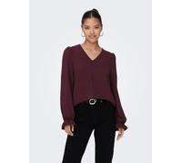 Spitzenbluse ONLY "ONLMETTE L/S LACE TOP WVN", Damen, Gr. XS, port royale, Web, Obermaterial: 100% Polyester, unifarben, regular fit normal, V-Ausschnitt, Blusen Spitzenbluse, Kunstfaser, regular fit