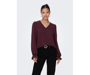 Spitzenbluse ONLY "ONLMETTE L/S LACE TOP WVN", Damen, Gr. XS, port royale, Web, Obermaterial: 100% Polyester, unifarben, regular fit normal, V-Ausschnitt, Blusen Spitzenbluse, Kunstfaser, regular fit
