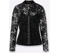 Spitzenbluse HEINE, Damen, Gr. 44, schwarz, 92% Polyamid, 8% Elasthan, Spitze:8% Elasthan, 92% Polyamid, Top:5% Elasthan, 95% Viskose, unifarben, Blusen Spitzenbluse (34525016-44) schwarz