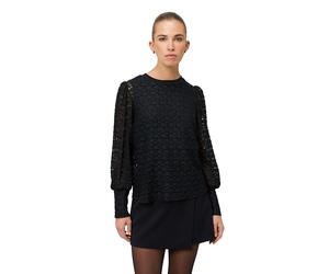 Spitzenbluse ZERO "Damen mit Rundhalsausschnitt", Damen, Gr. 34, schwarz beauty, Spitze, Obermaterial: 35% Baumwolle, 10% Elasthan, 55% Polyamid. Besatz: 63% Polyacryl, 37% Polyamid. Füllung: . Ärmelf