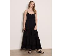 Spitzenkleid APRICOT "Maxikleid", Damen, Gr. M (38), N-Gr, schwarz, gewebt, Obermaterial: 100% Baumwolle CO., uni, normal, V-Ausschnitt, Kleider, mit Häkelverzierung (51266007-38) schwarz