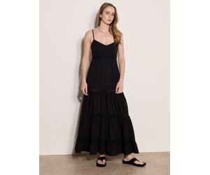 Spitzenkleid APRICOT "Maxikleid", Damen, Gr. S (36), N-Gr, schwarz, gewebt, Obermaterial: 100% Baumwolle CO., uni, normal, V-Ausschnitt, Kleider, mit Häkelverzierung (51266007-36) schwarz