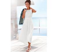 Spitzenkleid BUFFALO, Damen, Gr. 40, N-Gr, weiß, Web, Obermaterial: 100% Baumwolle. Futter: 100% Viskose, unifarben, modisch, figurumspielend knöchelfrei, Rundhals, ohne Ärmel, Kleider, in Maxilänge (