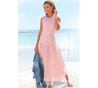 Spitzenkleid BUFFALO, Damen, Gr. 38, N-Gr, lila (mauve), Web, Obermaterial: 100% Baumwolle. Futter: 100% Viskose, unifarben, modisch, figurumspielend knöchelfrei, Rundhals, ohne Ärmel, Kleider, in Max