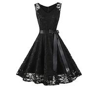 Spitzenkleid Kleider Damen Elegant Cocktailkleid Abendkleider Elegant für Hochzeit Abendkleid Kurz Abschlusskleid Chiffon Ballkleider Knielang Brautjungfernkleider Vintage Party Swing Kleid