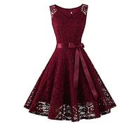 Spitzenkleid Kleider Damen Elegant Cocktailkleid Abendkleider Elegant für Hochzeit Abendkleid Kurz Abschlusskleid Chiffon Ballkleider Knielang Brautjungfernkleider Vintage Party Swing Kleid