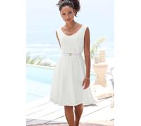 Spitzenkleid LASCANA, Damen, Gr. 34, N-Gr, weiß, Spitze, Single Jersey, Obermaterial: 98% Polyamid, 2% Elasthan. Futter: 95% Viskose, 5% Elasthan, unifarben, festlich, figurumspielend ca. Mitte Obersc