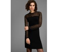 Spitzenkleid LAURA SCOTT, Damen, Gr. 48, N-Gr, schwarz, Jersey, Obermaterial: 95% Viskose, 5% Elasthan. Besatz: 100% Polyester. Spitze: 100% Polyester, geblümt, unifarben, A-Linie kniefrei, Rundhals,
