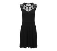 Spitzenkleid ONLY "ONLEMILIE S/L FIT AND FLARED DRES CS JRS", Damen, Gr. S, N-Gr, schwarz (schwarz detail:schwarz lace), Jersey, Obermaterial: 95% Viskose, 5% Elasthan, unifarben, regular fit kurz, Ru