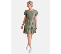 Spitzenkleid STOOKER WOMEN "KIRA Kleid", Damen, Gr. 36/38, Normalgrößen, oil grün, Twill, 95% Polyester, 5% Elasthan, slim fit Midi, Kleider, Kurzarmkleid Spitze elastisch tailliert für Damen (3675522