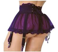 Spitzenrock Damen Schwarz Kurz Durchsichtiger-Minirock Bodycon Mesh-Netz-Spitzenrock Sexy Vintage RöCke Lolita-Shorts Petticoat-Unterrock-Reifrock-Underskirt Wickel Skorts Kurze Sarongs