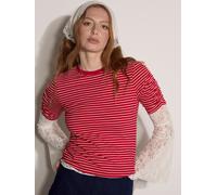 Spitzenshirt APRICOT "Gestreiftes Oberteil", Damen, Gr. L (40), rot, Strick, Obermaterial: 62% Polyester PES. 32% Viskose CV. 6% Elasthan EL., gestreift, normal, Tops (54784010-40) rot
