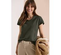 Spitzenshirt CECIL, Damen, Gr. XL (44), khaki, Web, 100% Baumwolle, unifarben, comfort fit normal, V-Ausschnitt, Bündchen, Shirts, aus reiner Baumwolle (19486312-XL) khaki