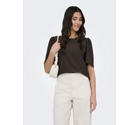 Spitzenshirt JDY "JDYCARLA CATHINKA S/S TOP JRS NOOS", Damen, Gr. S, chocolate braun, Jersey, Obermaterial: 95% Polyester, 5% Elasthan, unifarben, regular fit normal, Rundhals, Shirts, Kunstfaser, reg