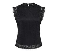 Spitzenshirt JDY "JDYLOTAS S/L LACE TOP JRS", Damen, Gr. L, schwarz, Jersey, Obermaterial: 95% Polyamid, 5% Elasthan, unifarben, normal, hoch geschlossener Ausschnitt, Shirts (13777253-L) schwarz
