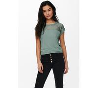 Spitzenshirt ONLY "ONLNICOLE - Spitzendetails für eleganten Auftritt im Alltag", Damen, Gr. M (38), grün (chinois grün), Jersey, Obermaterial: 100% Viskose (LENZING™ ECOVERO™), unifarben, figurbetont
