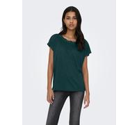 Spitzenshirt ONLY "ONLWINNIE S/S TOP CS JRS", Damen, Gr. L, grün (ponderosa pine), Jersey, Obermaterial: 100% Polyester, unifarben, regular fit normal, Rundhals, Shirts, Polyester, regular fit (477705