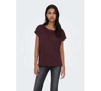 Spitzenshirt ONLY "ONLWINNIE S/S TOP CS JRS", Damen, Gr. XL, lila (winetasting), Jersey, Obermaterial: 100% Polyester, unifarben, regular fit normal, Rundhals, Shirts, Polyester, regular fit (54642132