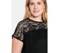 Spitzenshirt SHEEGO "Spitzenshirt", Damen, Gr. 40/42, schwarz, 100% Viskose, unifarben, Rundhals, Shirts (39298436-40) schwarz
