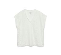 Spitzenshirt VERO MODA "VMIRIS CROCHET V-NECK T-SHIRT JRS BTQ", Damen, Gr. M, cloud dancer, Jersey, Obermaterial: 100% Polyester, unifarben, bequem normal, tiefer V-Ausschnitt, Shirts (83862905-M) clo